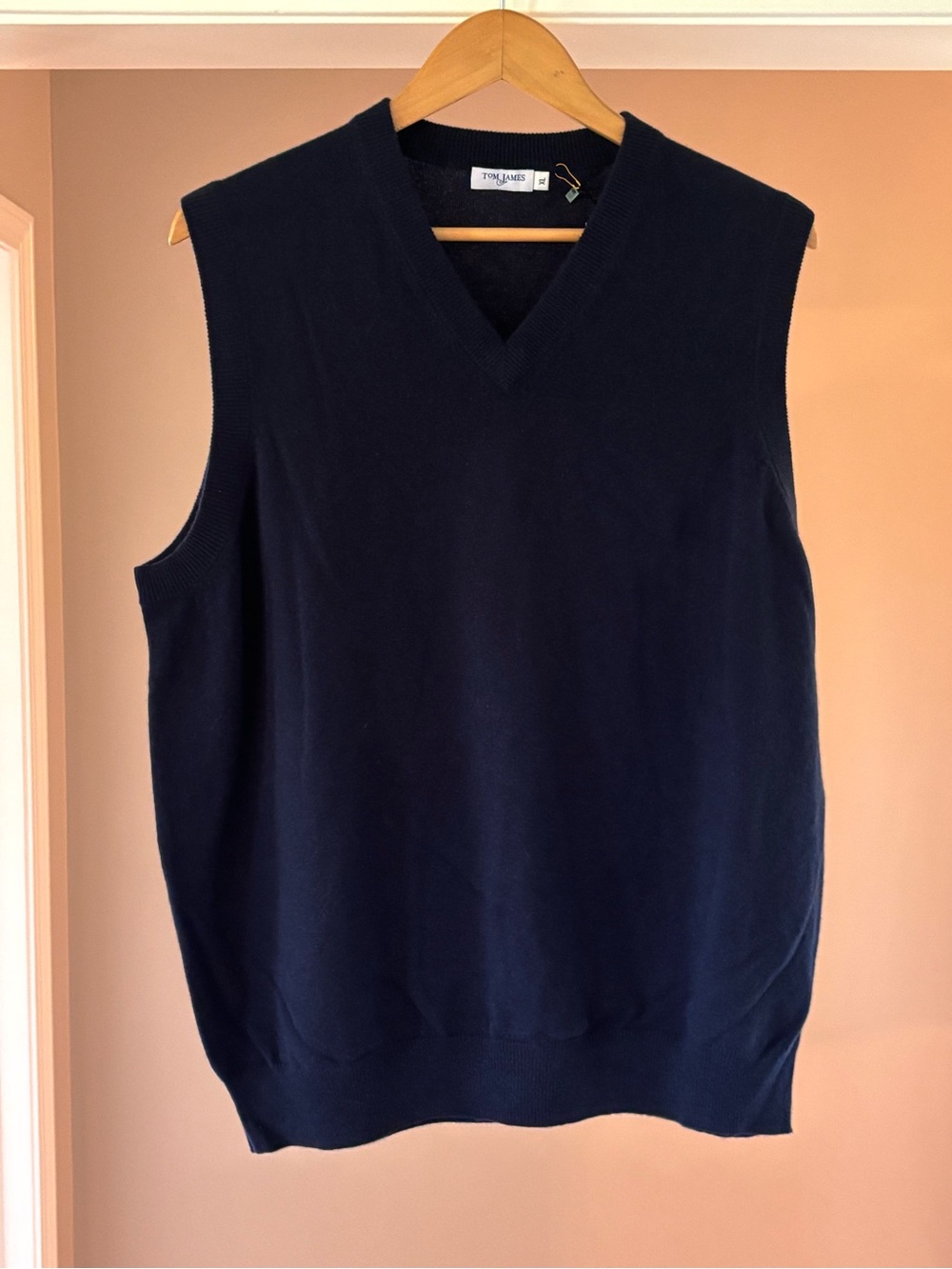 Tom James Navy 100% Cashmere V-Neck Sweater Vest - XL